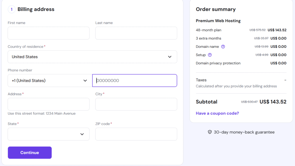 billing adress customized